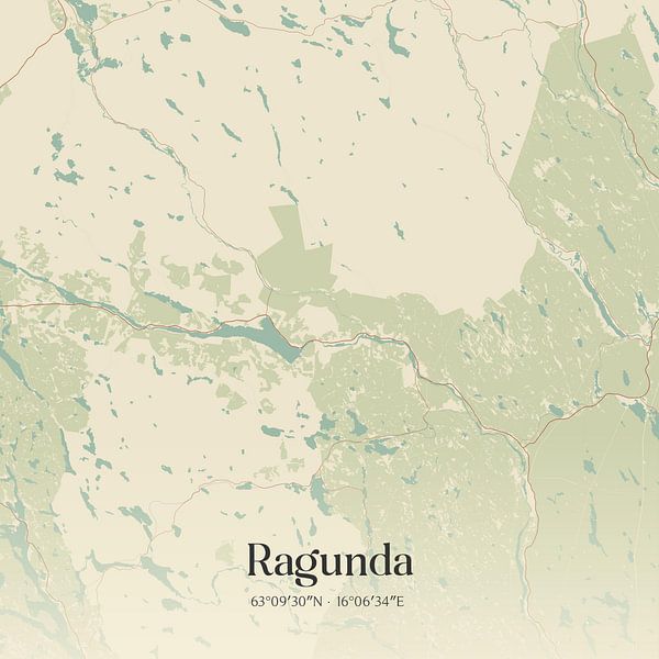 Vintage map of Ragunda, Sweden. by Prints of Place