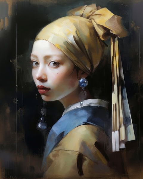 Version moderne de la jeune fille à la boucle d'oreille en perle par Studio Allee
