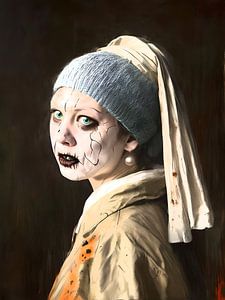 The girl with the pearl earring, horror version by Retrotimes