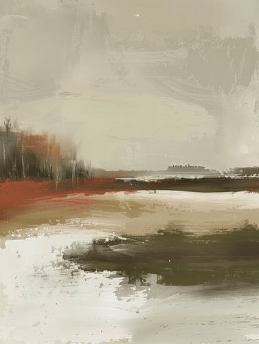 Abstract landscape in neutral tones, Japandi style
