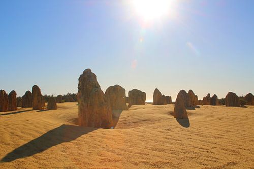 Pinnacles Desert in Western Australia unter heißer Sonne