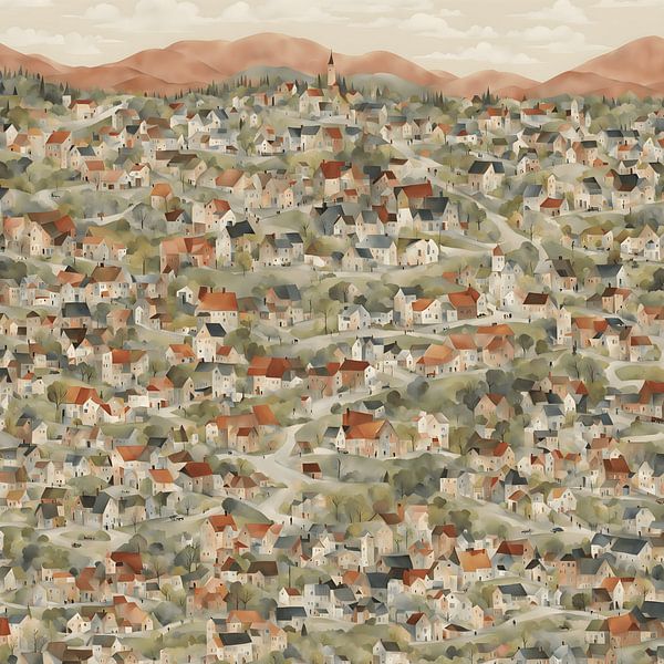 Village on the Hill van VriesWol WallArt
