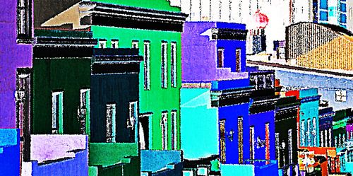 colorful houses in Bo Kaap in Cape Town mixed media