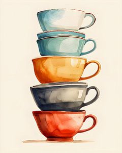 Illustration Bunte Tassen