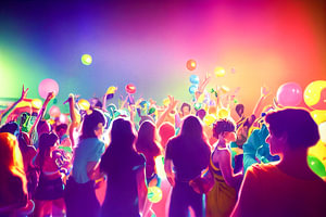 90er Party in einer Disco Kunst Illustration 02