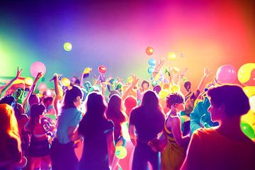 90er Party in einer Disco Kunst Illustration 02 von Animaflora PicsStock