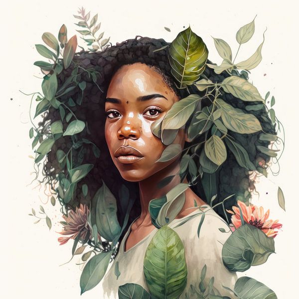 Modern portrait "Queen of plants" by Carla Van Iersel