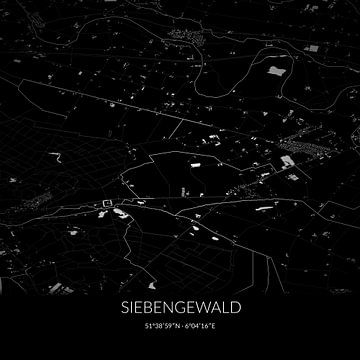Black-and-white map of Siebengewald, Limburg. by Rezona