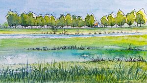 Het Groninger Landschap | Westerwoldsche Aa | Aquarellmalerei