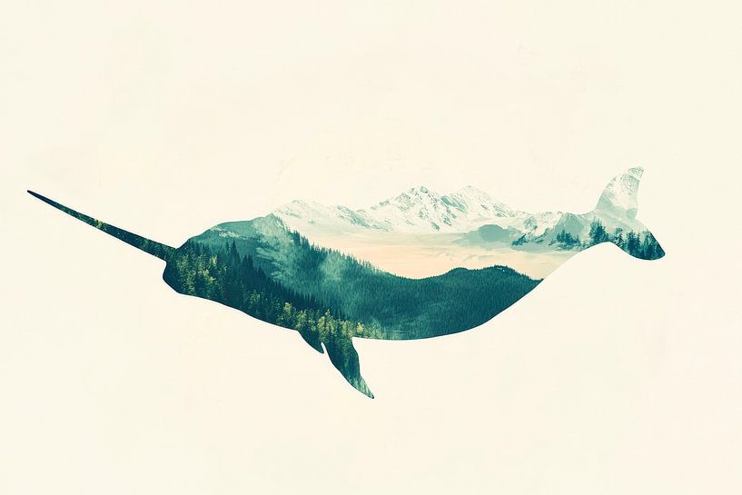 Narwallen in het landschap van Poster Art Shop