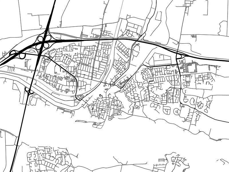 Karte von Gorinchem in Schwarz ud Weiss von De Kaartenwinkel