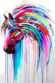 Abstract colourful horse painting for modern interiors by Art & Soul Creations