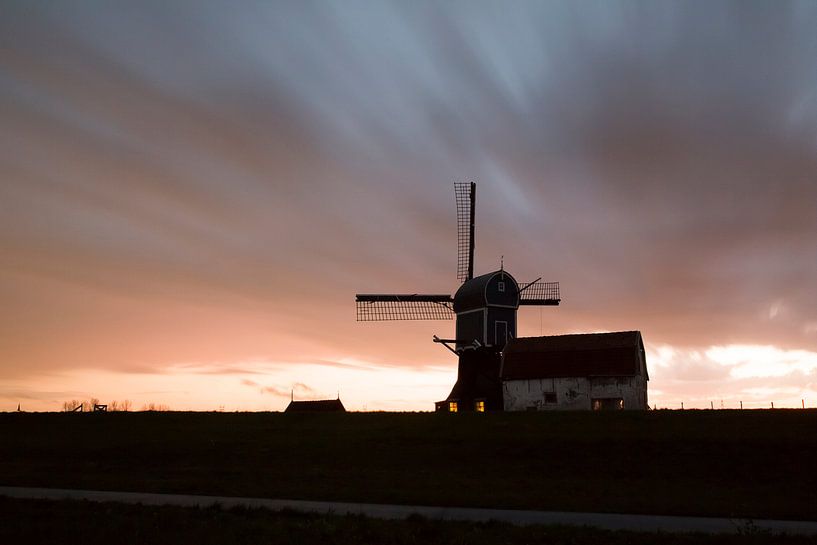 Zonsondergang in de polder van Harry Kolenbrander
