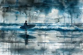 Painting, watercolour, surfing -10 by Peter Pen Drawings and Paintings