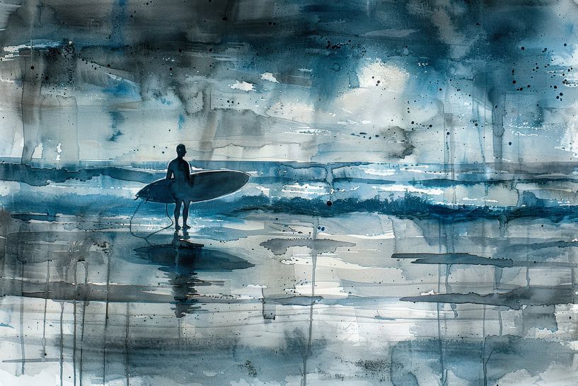 Malerei, Aquarellieren, Surfen -10 von Peter Pen Zeichnungen und Gemälde