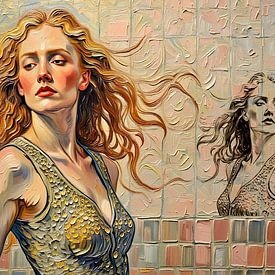 Damen-Doppelporträt 05 (Wandmalerei) von Hans Levendig (lev&dig fotografie)