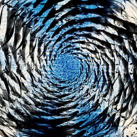 Abstract circle patterns with background of rectangles by Lisette Rijkers