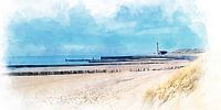 View of Westkapelle beach, watercolour image
