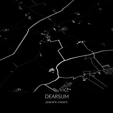 Schwarz-Weiß-Karte von Dearsum, Fryslan. von Rezona