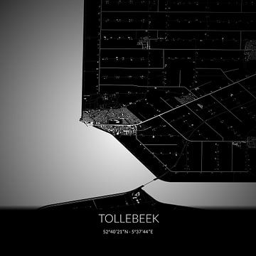 Zwart-witte landkaart van Tollebeek, Flevoland. van Rezona