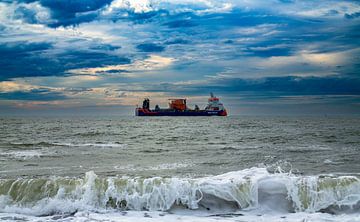 Cargo ship off the coast of Westkapelle by MSP Canvas