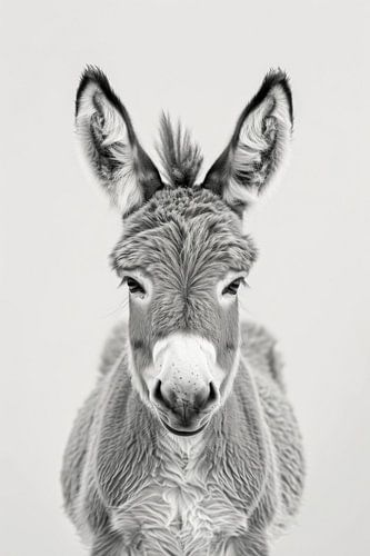 Esel - Schwarz Weiß von Poster Art Shop