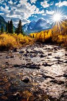 Maroon Bells Colorado Herfstfoto - Herfstkleuren Foto - Landschap in de wildernis Foto Print