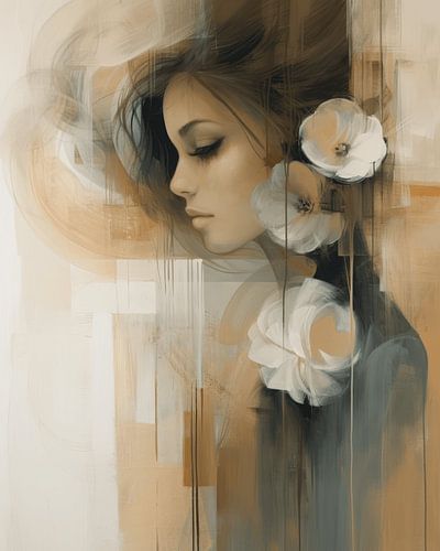 Modern en abstract portret in aardetinten