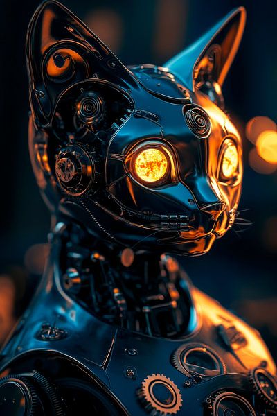 Robotkat met gloeiende ogen van Poster Art Shop