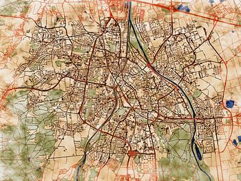 Kaart van Augsburg in de stijl 'Serene Summer'