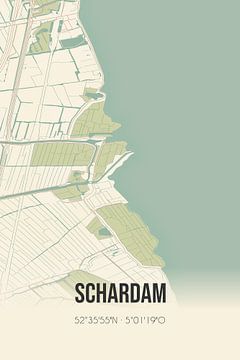 Vintage map of Schardam (North Holland) by Rezona
