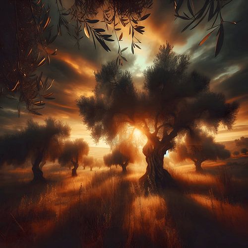 "Golden drops of the sky: sunset over silent nature"