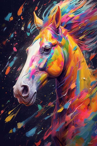 Pferd in mehrfarbig von Gelissen Artworks