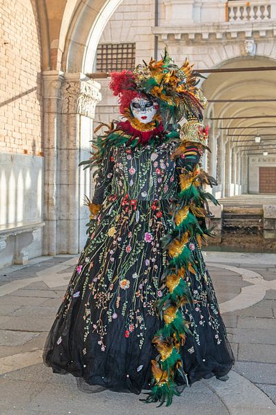 Carnaval de Venise - Magnifique costume sous les arcades du Palais des Doges par t.ART