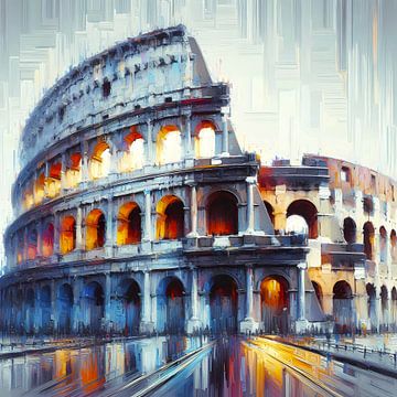 Stralend digitaal schilderij - Colosseum in Rome van A.D. Digital ART