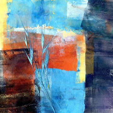 botanisch blauw rood en zwart van Claudia Gründler