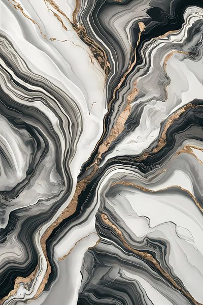 Elegant marble abstraction with gold details by Art & Soul Creations