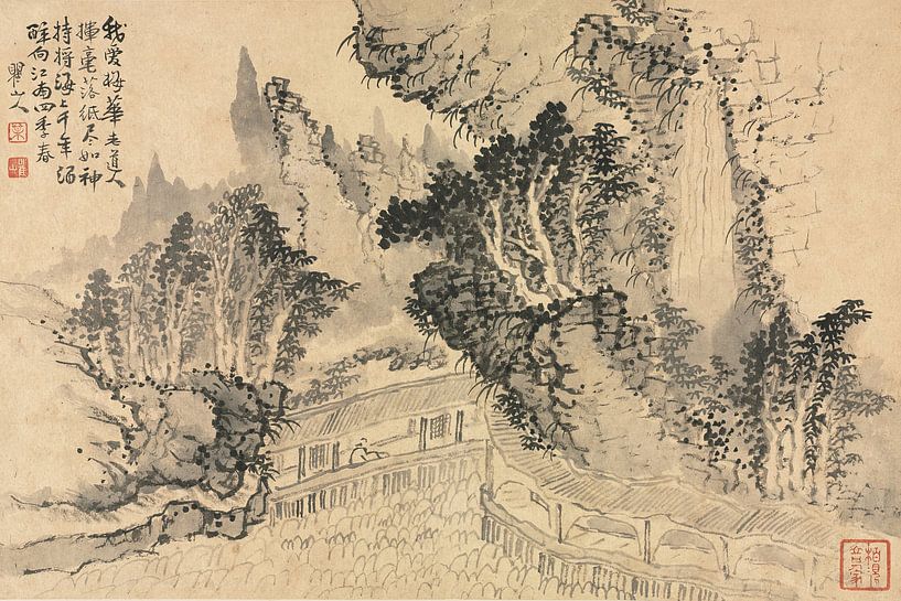Mei Qing - Landschappen in verschillende stijlen naar oude meesters 02 (1690) van Peter Balan