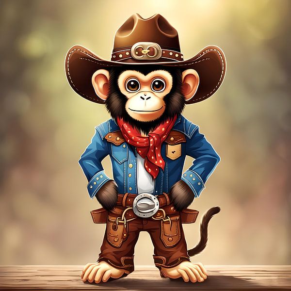 Cute monkey in a cowboy costume by Laly Laura