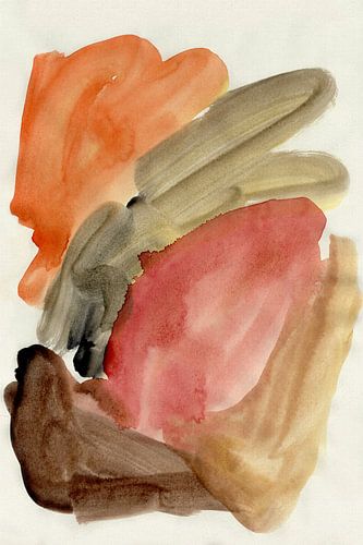 Abstracte vormen in oker, olijf en roest