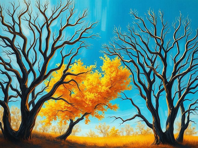 Un paysage impressionniste vibrant de branches nues et d'une voûte lumineuse par Artistic