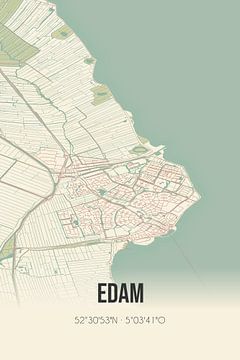 Vintage landkaart van Edam (Noord-Holland) van Rezona