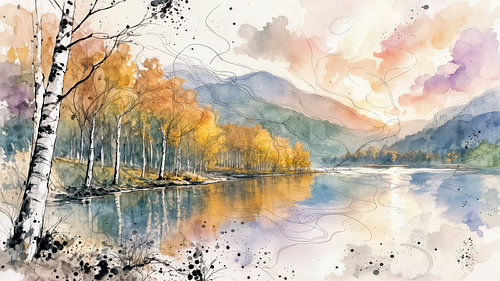 Scandinavian Living – Scandinavisch Landschap in Aquarel