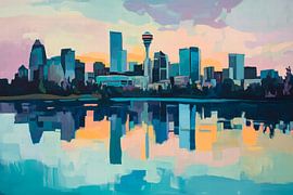 Vue de la ville avec reflet - Pittoresque sur Poster Art Shop