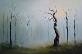 Spiralförmiger Baum im mystischen Wald