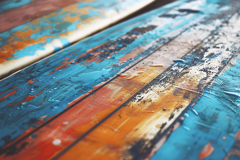 Abstracte surfplank met waterdruppels van Art & Soul Creations
