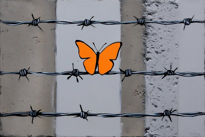 Schmetterling im Stacheldraht gefangen von Imperial Art House