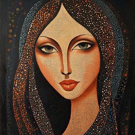 Frauenporträt | Nachtblick von Blickfänger Gemälde