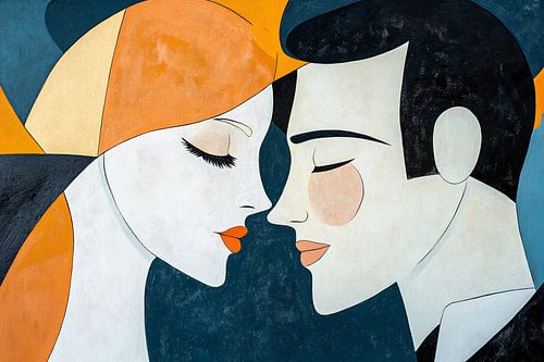 Abstract portret van verliefd stel