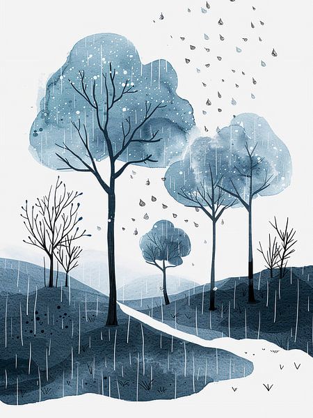 Watercolor Winter landscape by haroulita